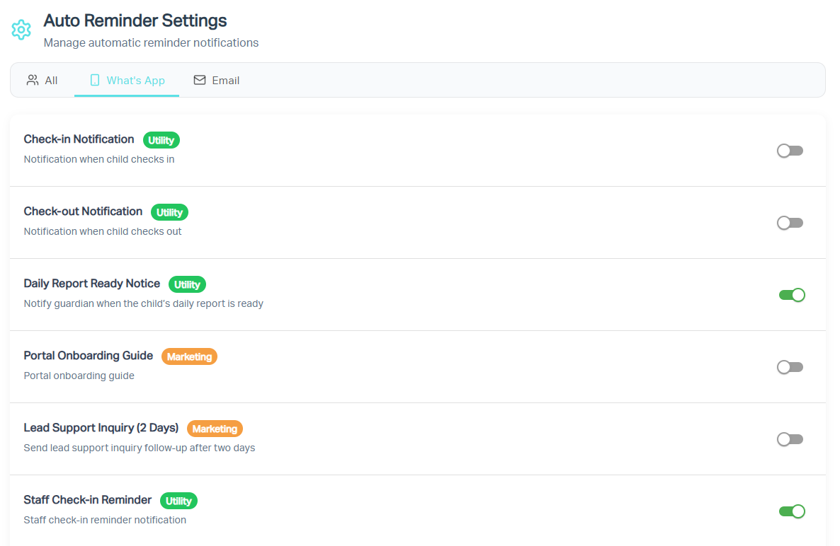Auto Reminder Settings UI